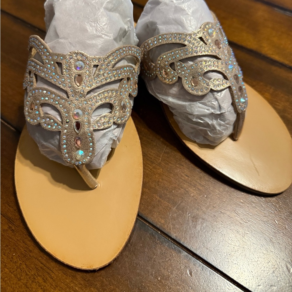 G.C. Shoes Embellished Gold Sandals